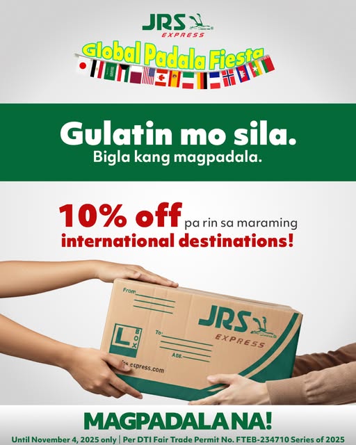 JRS global padala fiesta 10 percent off